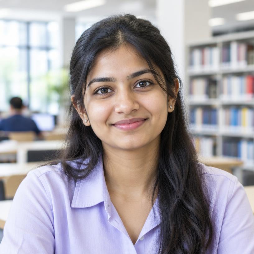 AI-generated demo portrait 1, not an actual Vedha student